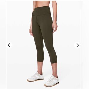 Lululemon Wunder Under Crop 21” High-Rise Full-On Luxtreme Olive Leggings Sz 8
